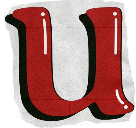 Vibrant Scanned Cutout Letter U